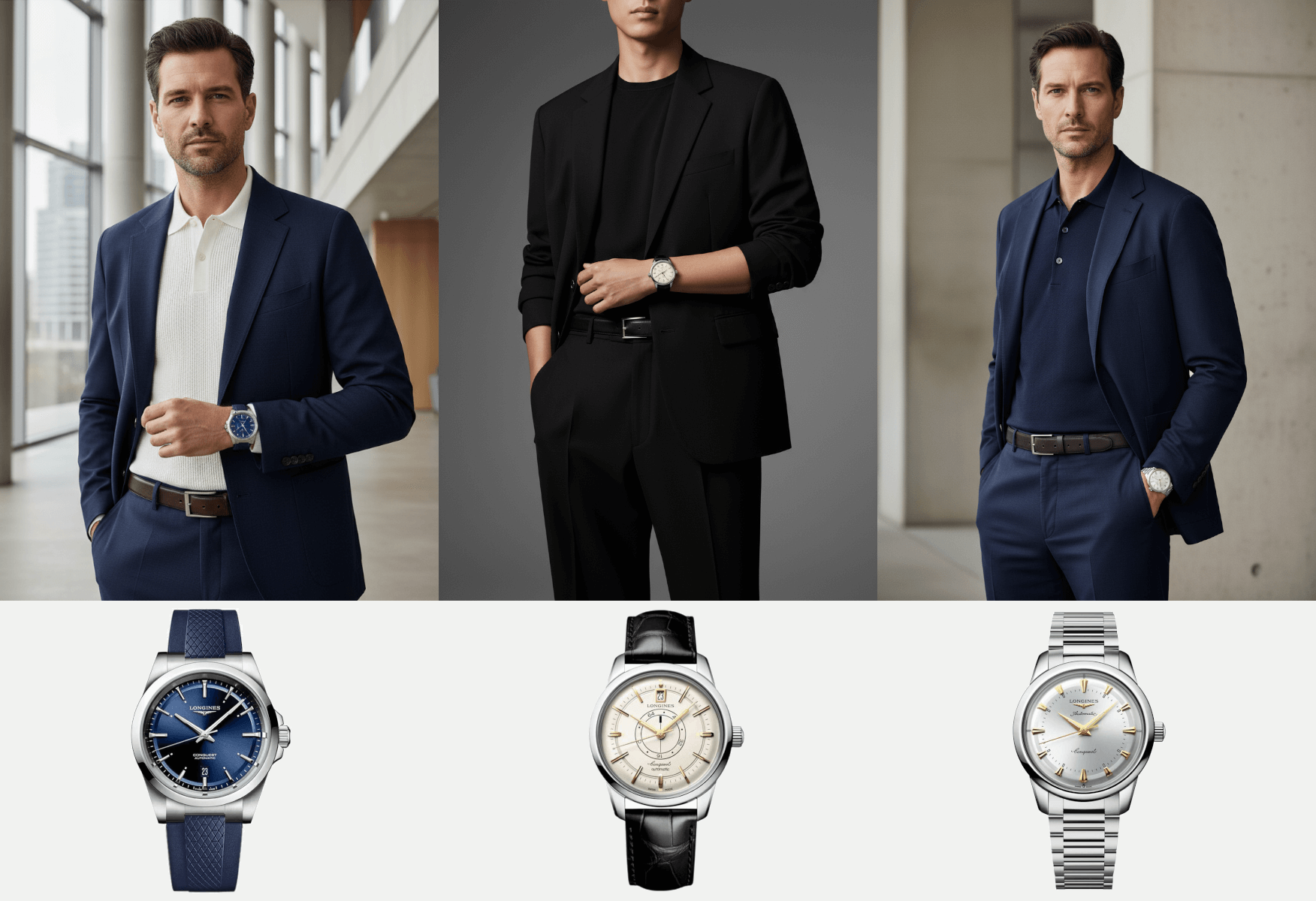 stylizacja męska z zegarkiem longines - numer 1